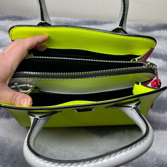 Neon Yellow and Gray Women's Handbag - Picture 8 of 9